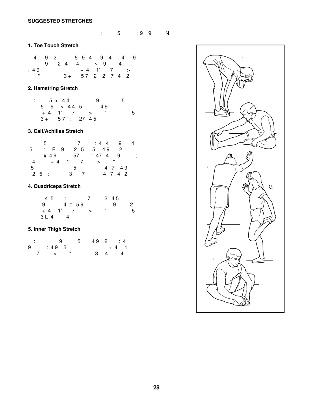 ProForm PFTL71730 user manual Suggested Stretches 