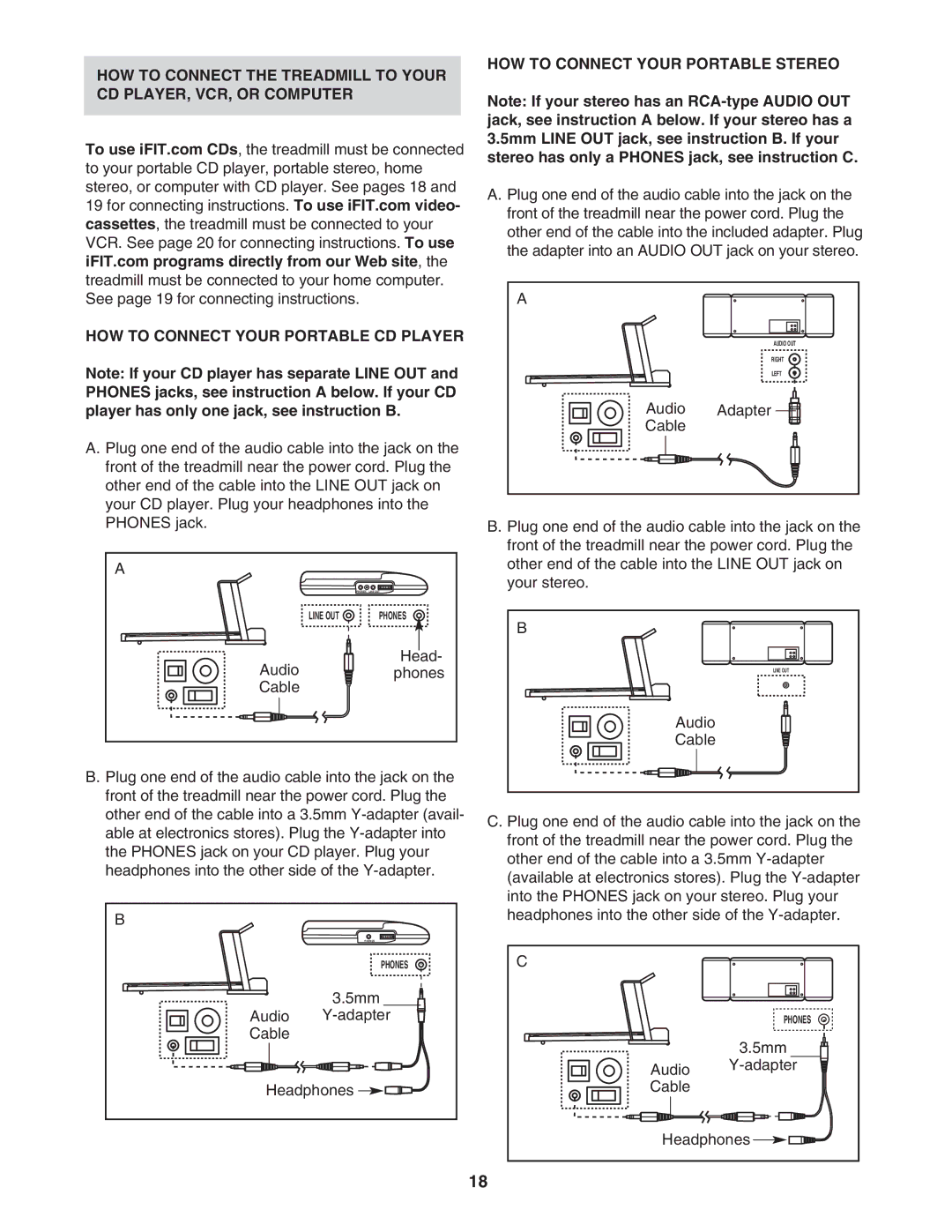 ProForm PFTL721040 user manual HOW to Connect Your Portable Stereo 