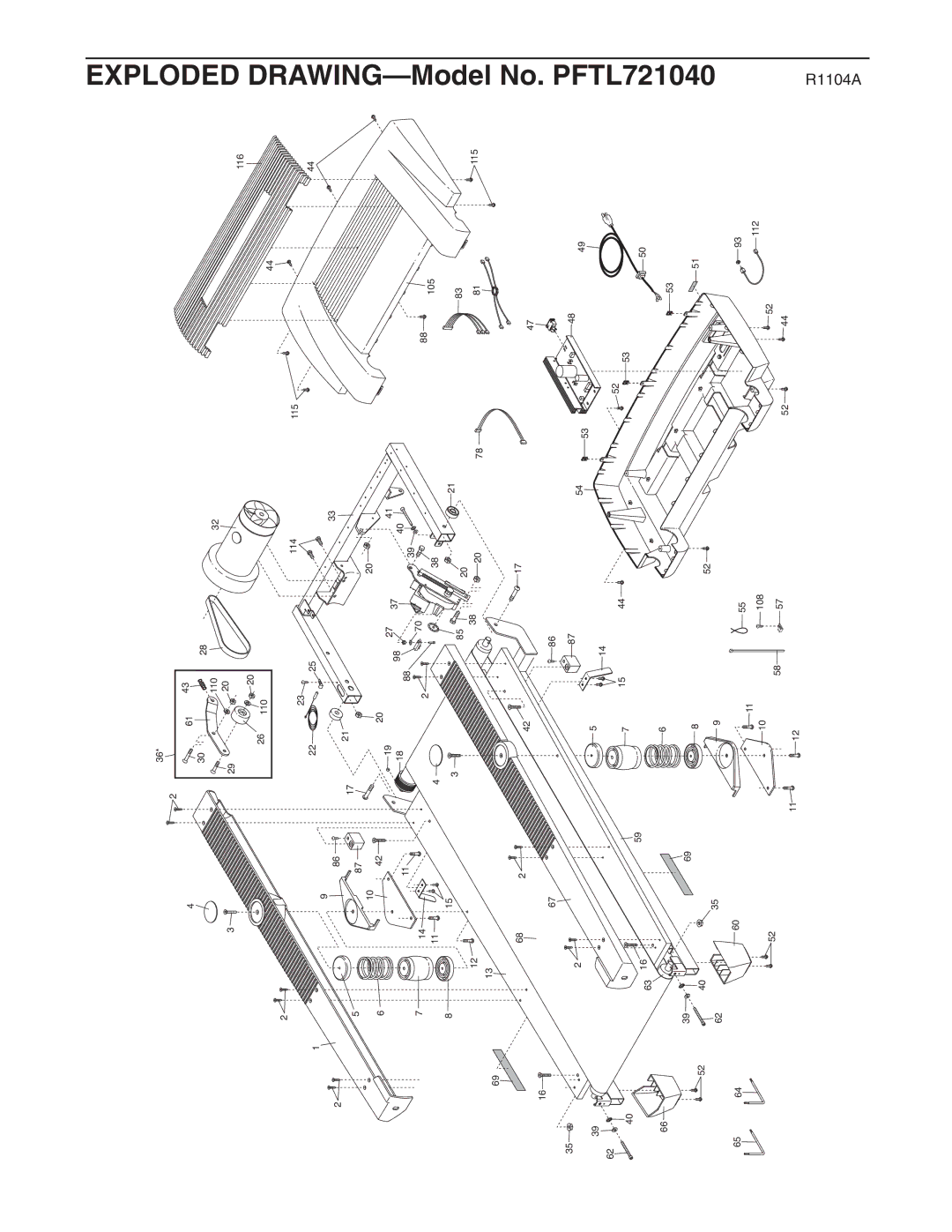 ProForm PFTL721040 user manual Exploded DRAWING-Model No 