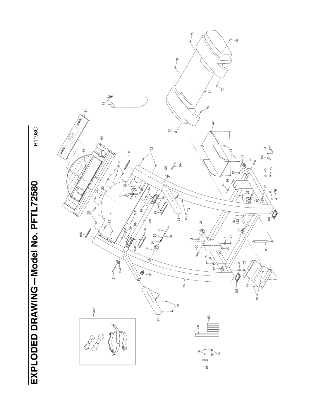 ProForm PFTL72580 user manual 105 102 104 103 100 106 101 8688 122 624 