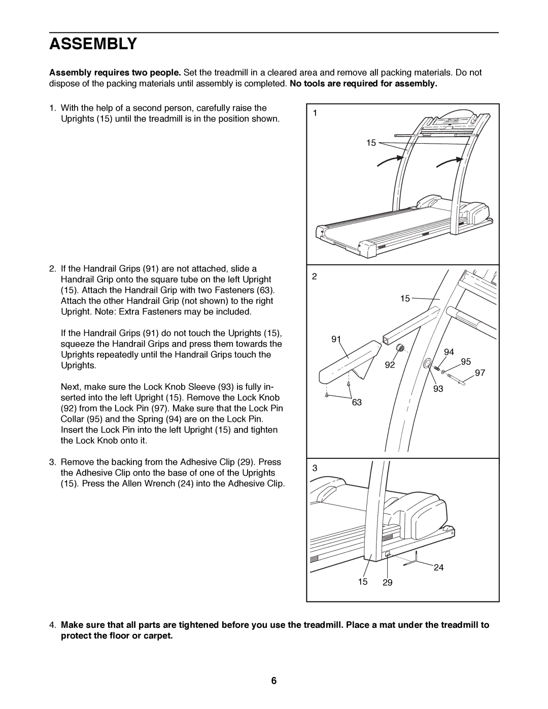 ProForm PFTL72580 user manual Assembly 