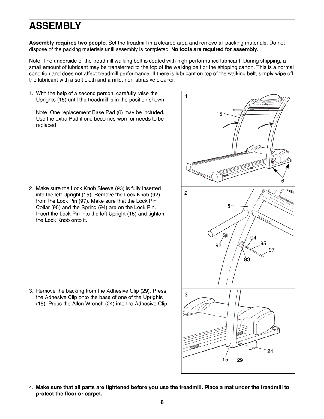 ProForm PFTL72582 user manual Assembly 