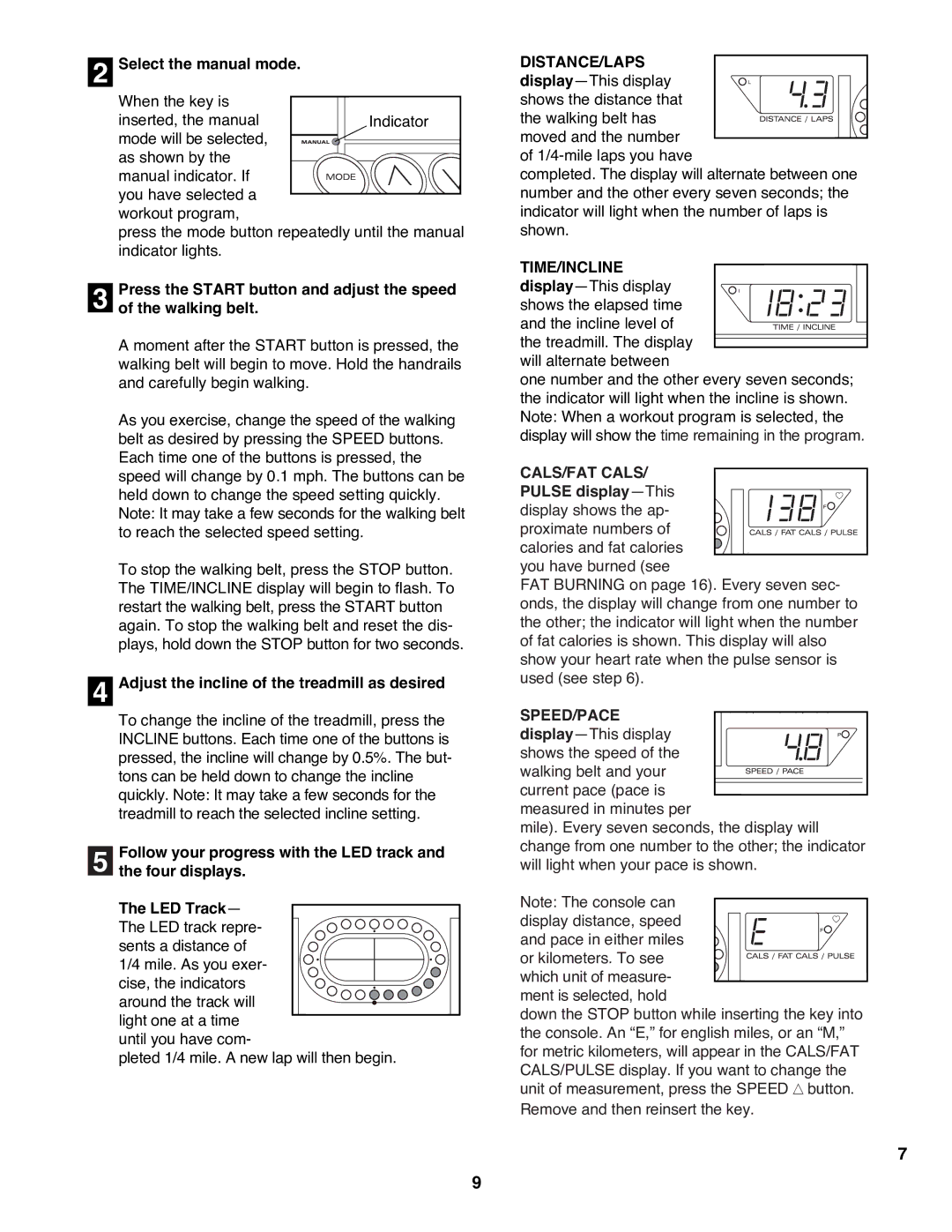 ProForm PFTL72582 user manual Distance/Laps 