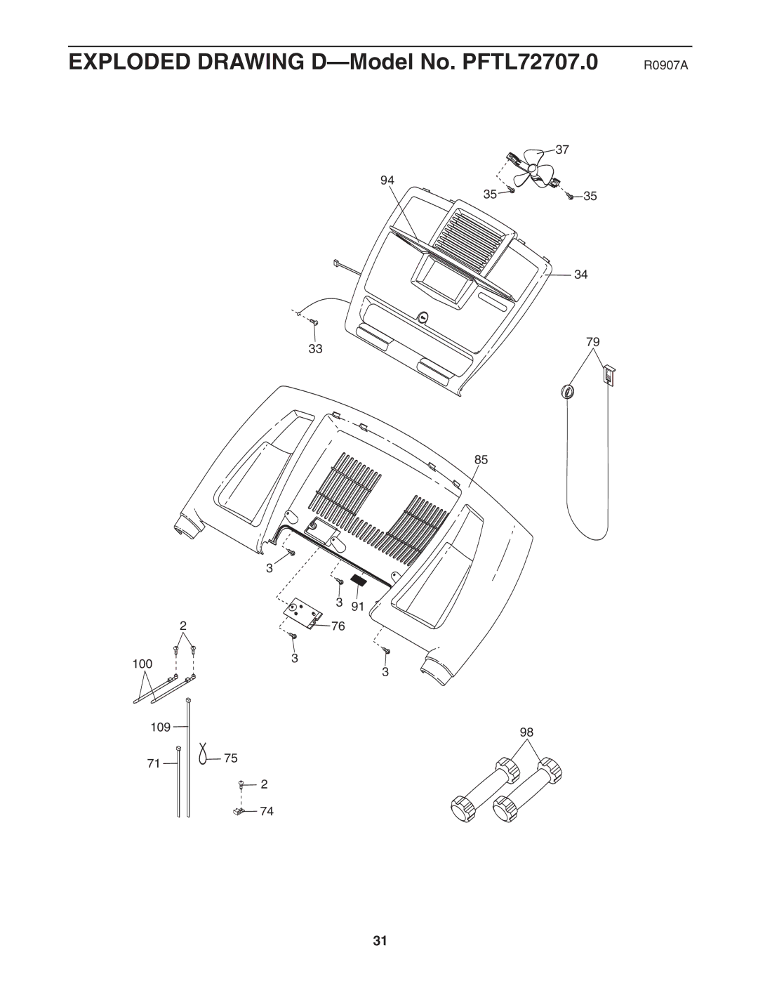 ProForm user manual Exploded Drawing D-Model No. PFTL72707.0 R0907A 