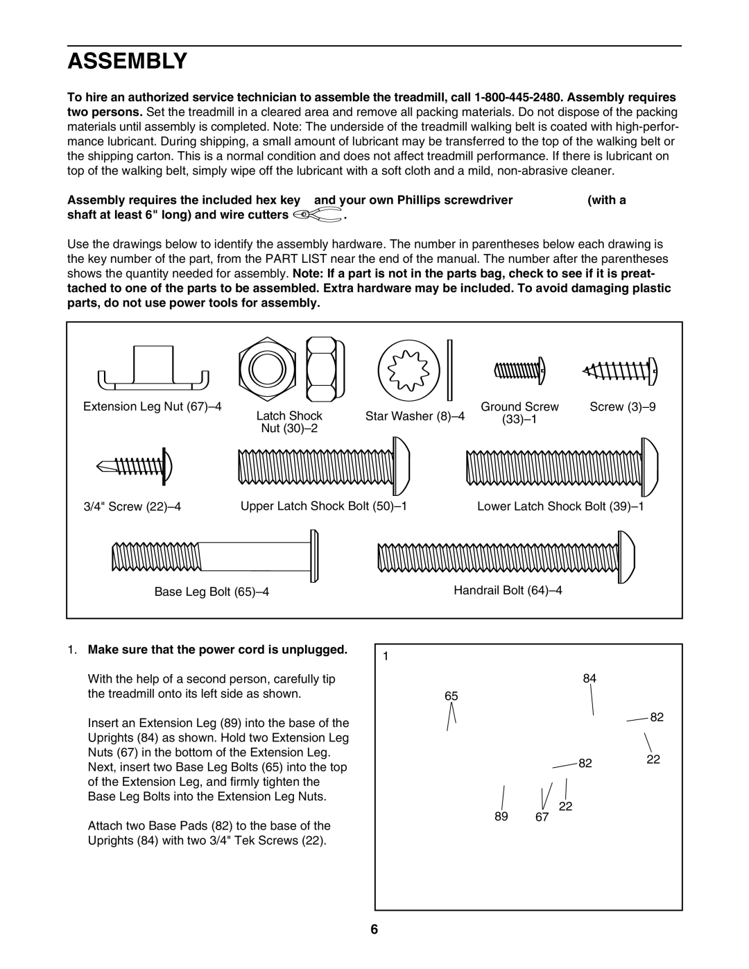 ProForm PFTL72707.0 user manual Assembly, Make sure that the power cord is unplugged 