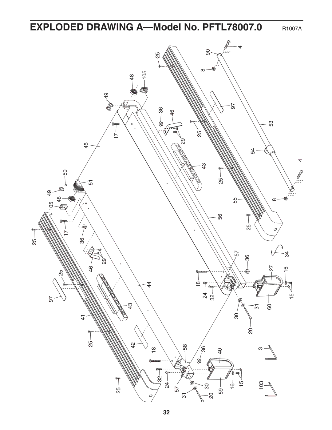 ProForm user manual Exploded Drawing A-Model No. PFTL78007.0 R1007A 