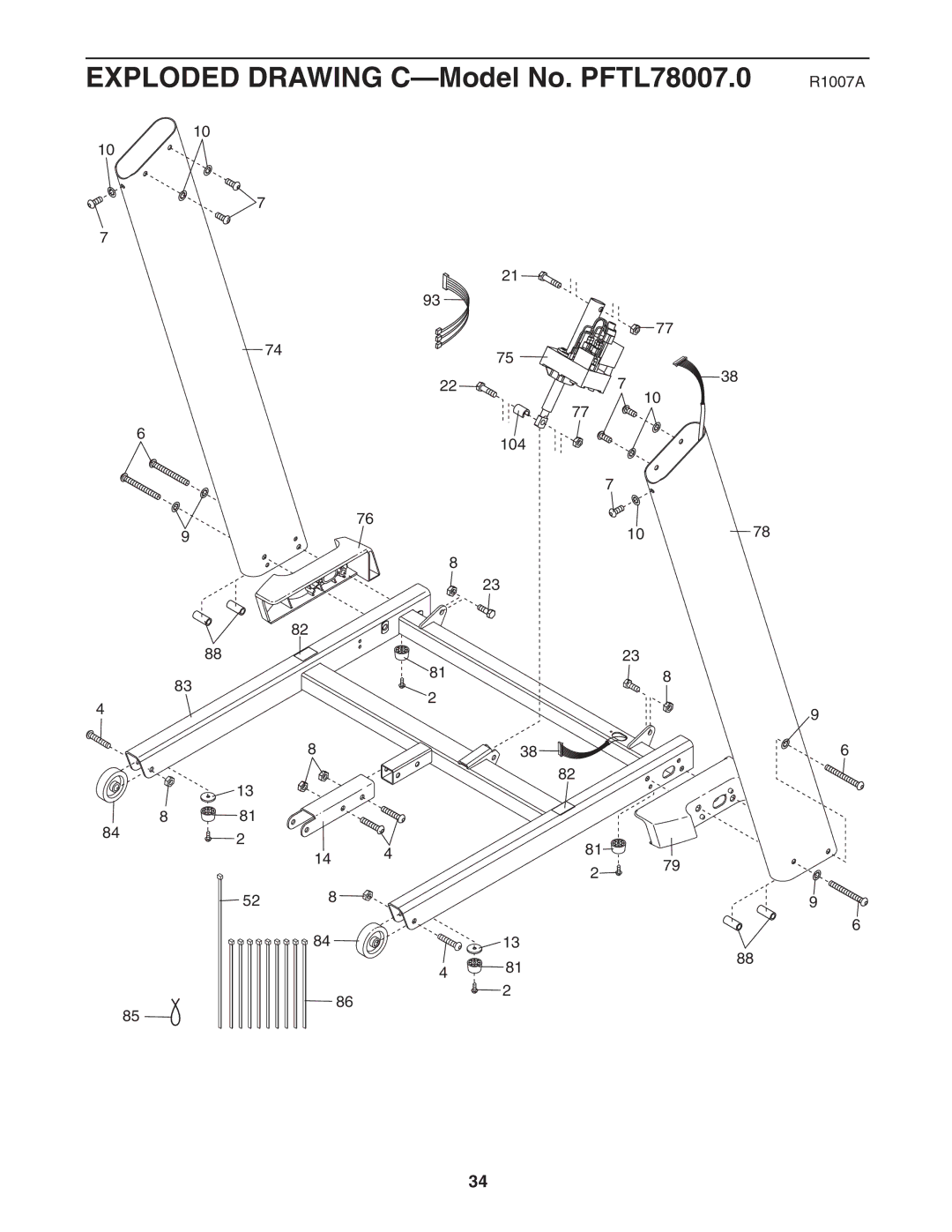 ProForm user manual Exploded Drawing C-Model No. PFTL78007.0 