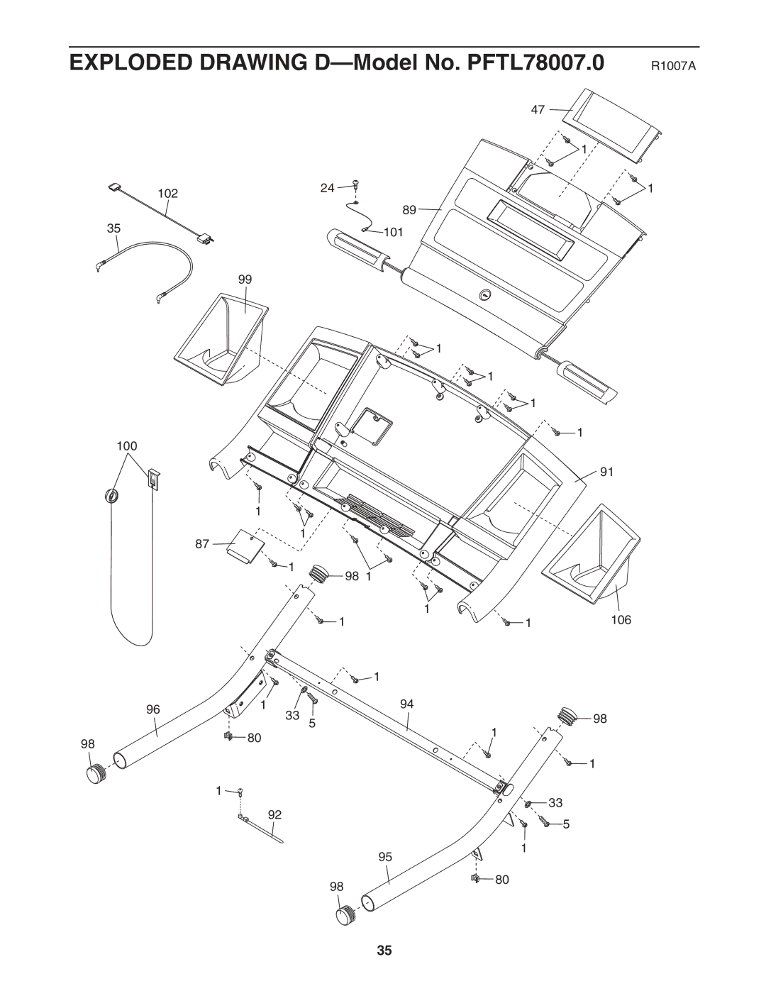 ProForm user manual Exploded Drawing D-Model No. PFTL78007.0 R1007A 