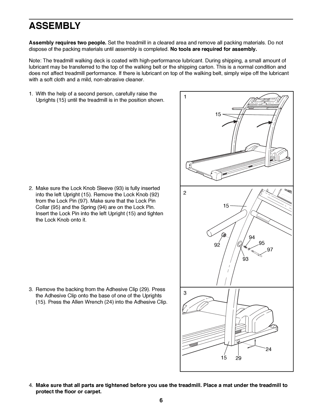 ProForm PFTL78580 user manual Assembly 