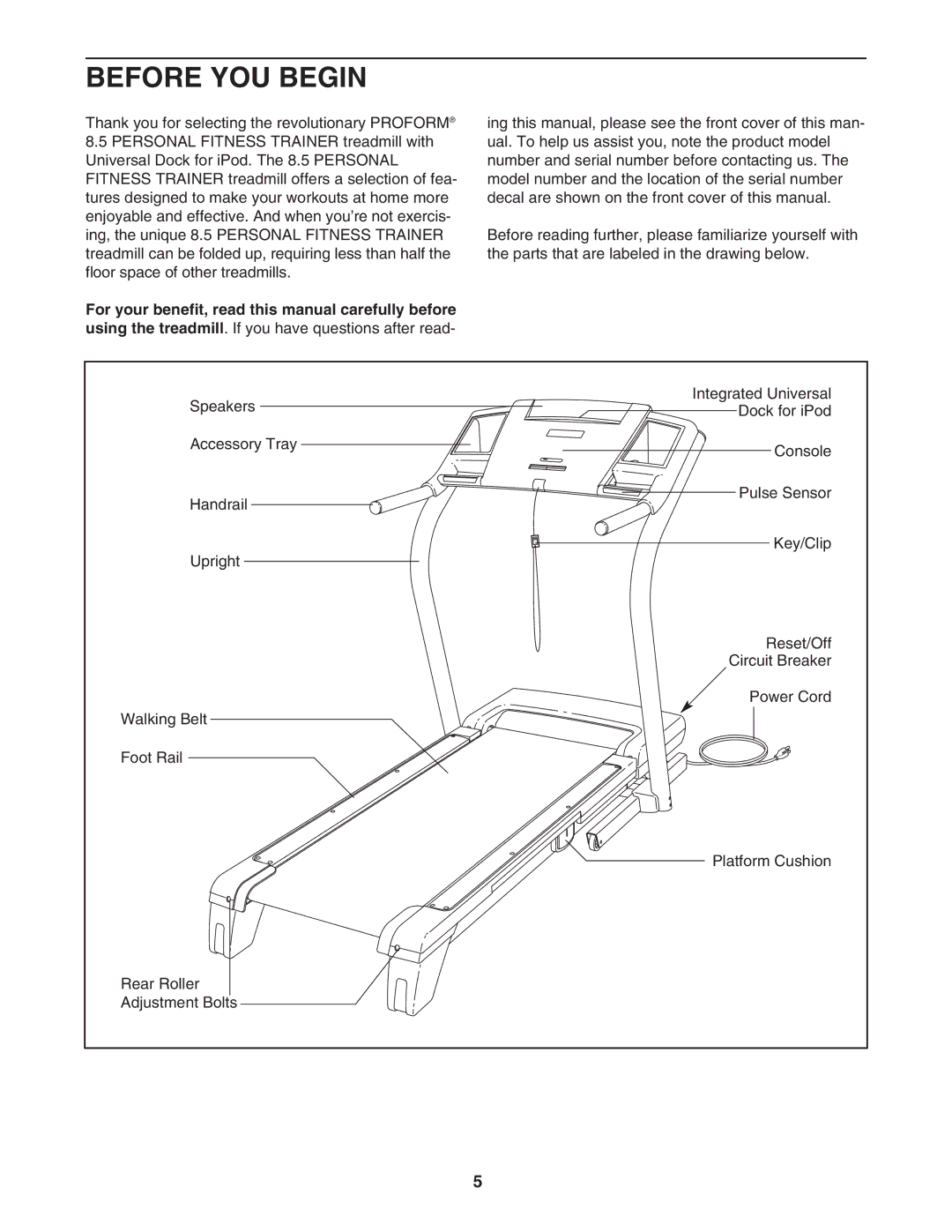 ProForm PFTL78807.2 user manual Before YOU Begin 