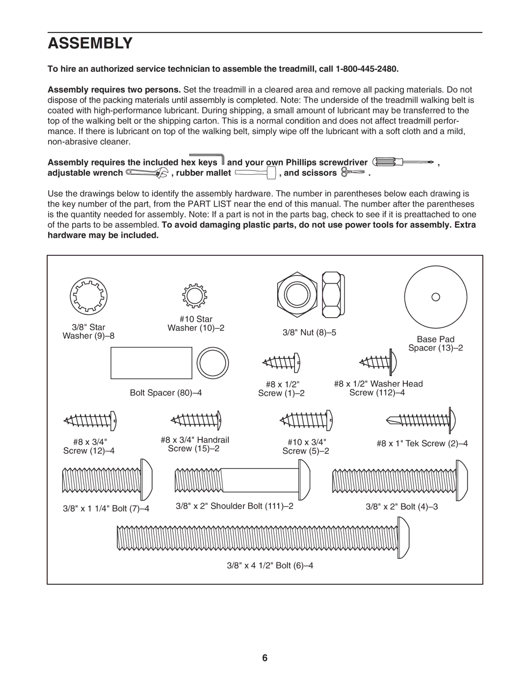 ProForm PFTL79007.0 user manual Assembly, Hardware may be included 