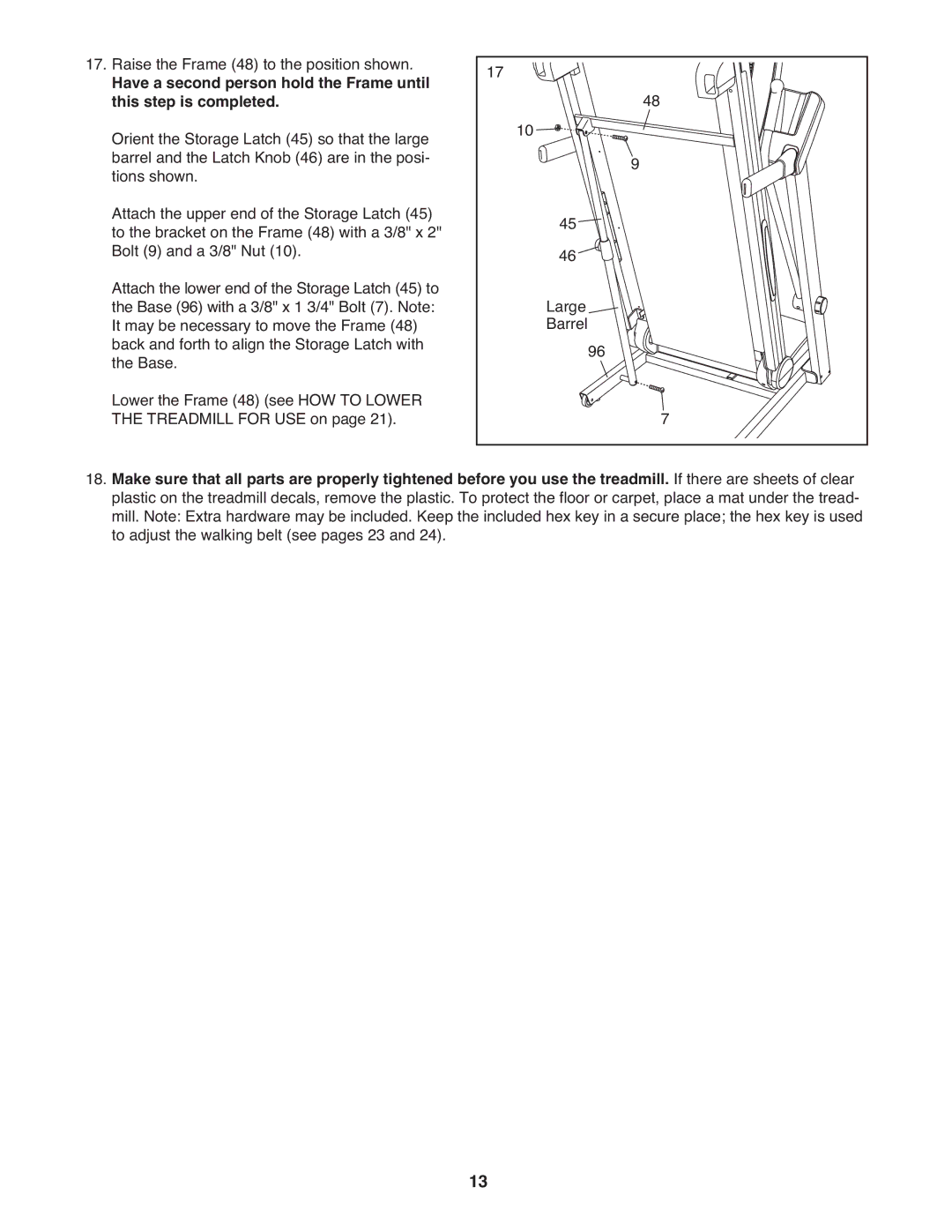 ProForm PFTL79008.0 manual Raise the Frame 48 to the position shown 