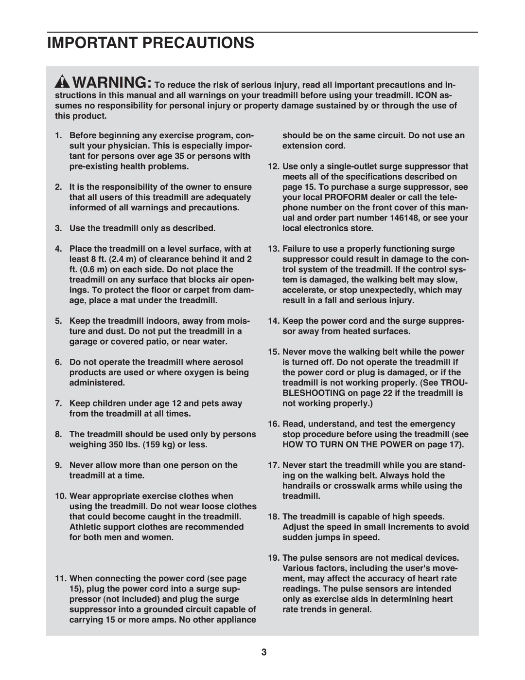 ProForm PFTL79008.0 manual Important Precautions, Local electronics store, Pulse sensors are not medical devices 