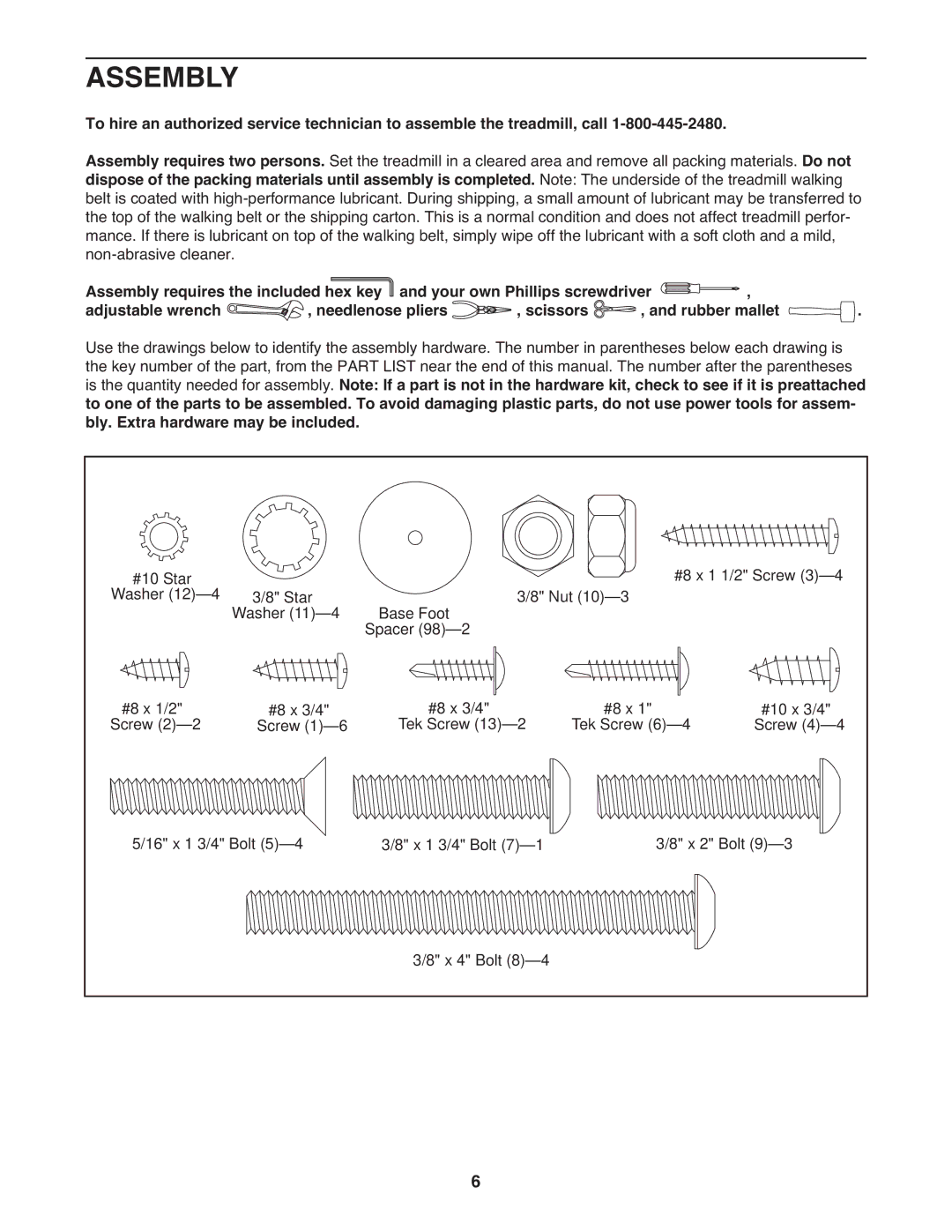 ProForm PFTL79008.0 manual Assembly 