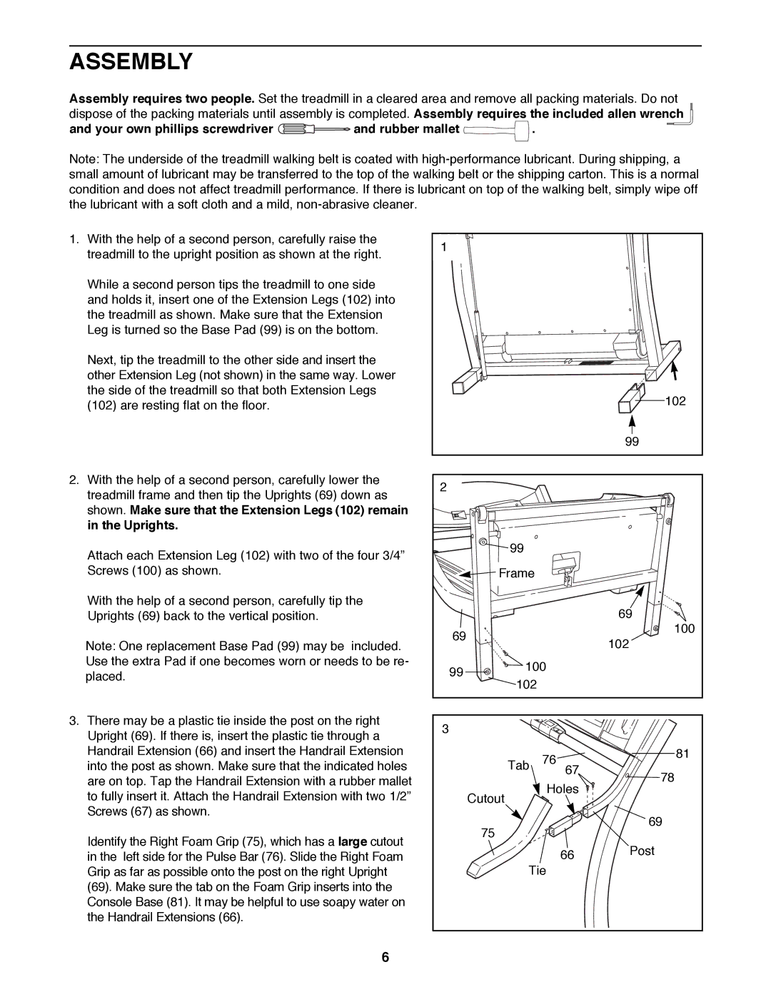 ProForm PFTL79100 user manual Assembly, Your own phillips screwdriver and rubber mallet 