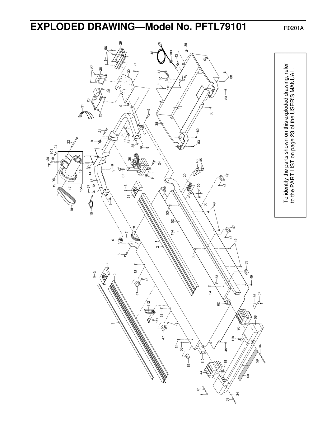 ProForm PFTL79101 user manual Exploded 