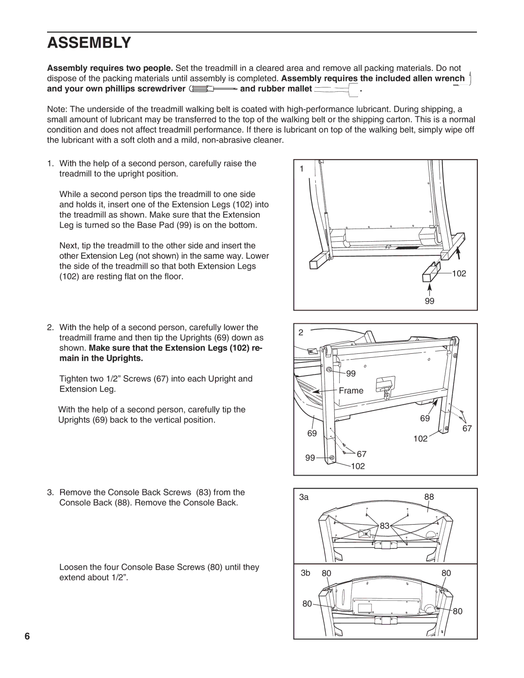 ProForm PFTL79190 user manual Assembly, Your own phillips screwdriver Rubber mallet 