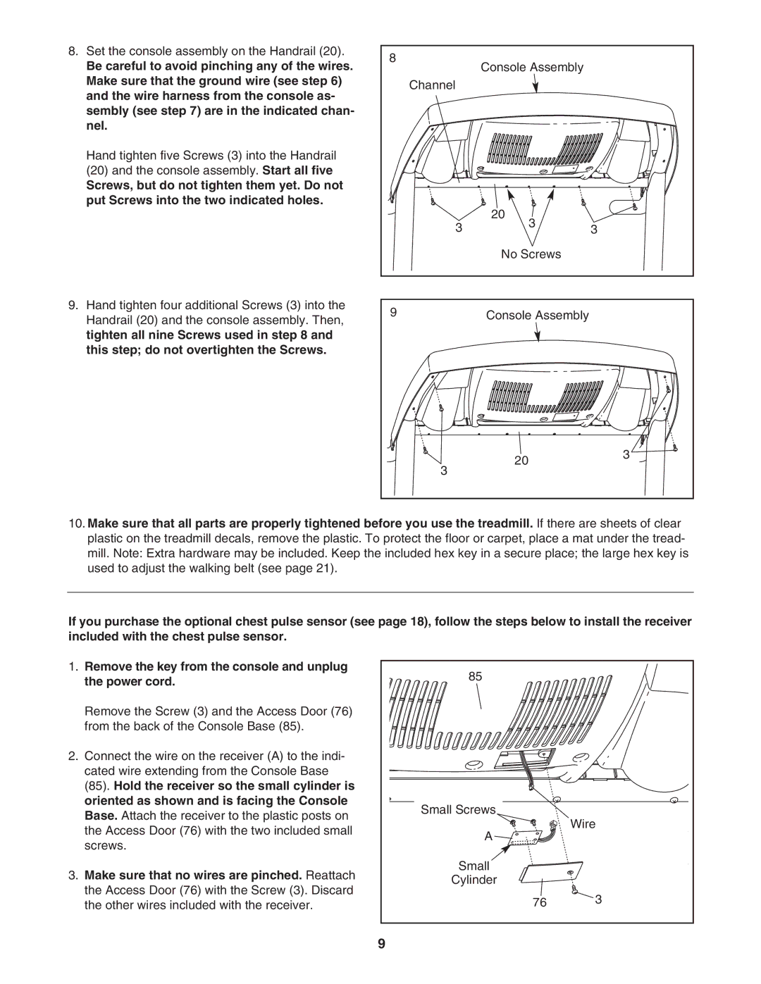 ProForm PFTL79506.0 user manual Set the console assembly on the Handrail 