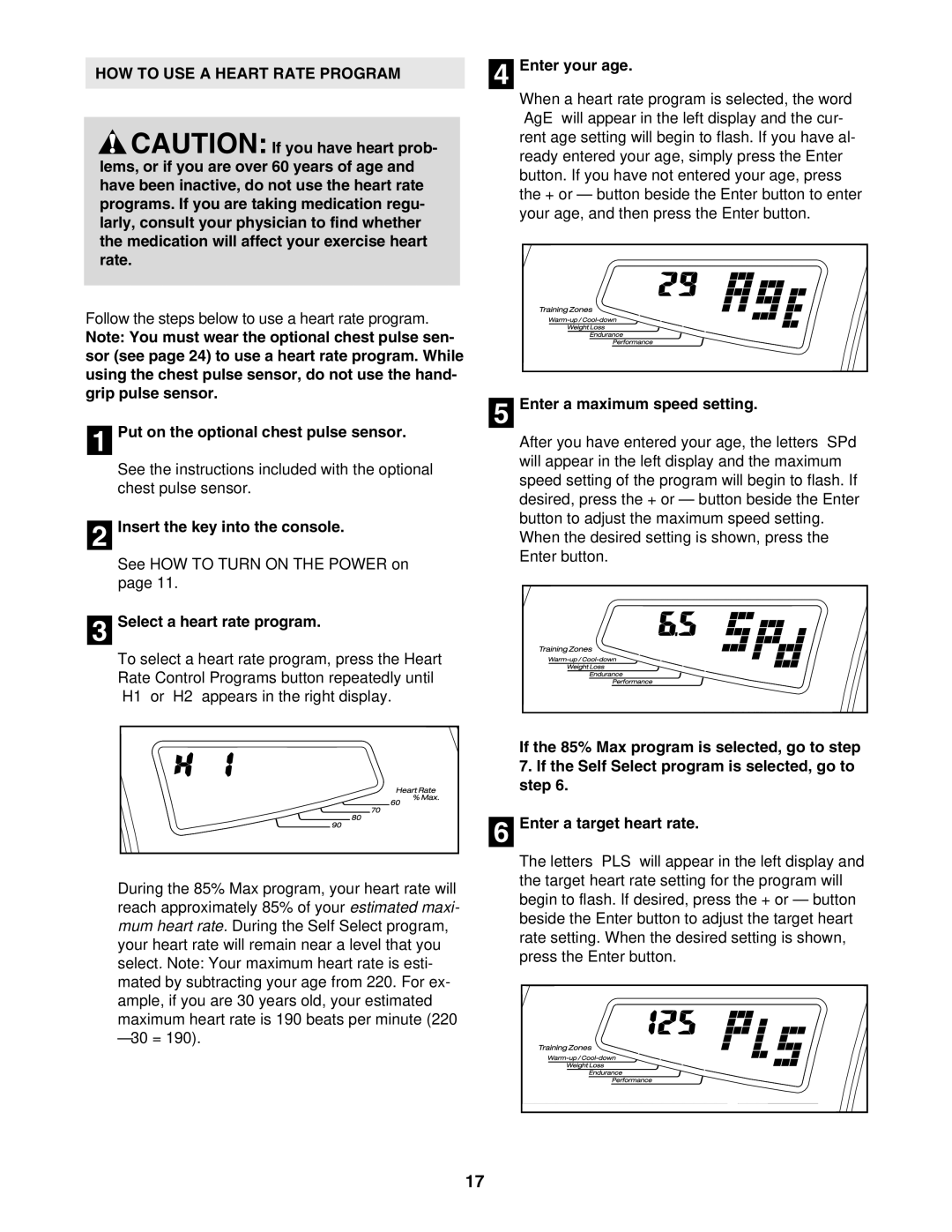 ProForm PFTL81405.0 user manual HOW to USE a Heart Rate Program 