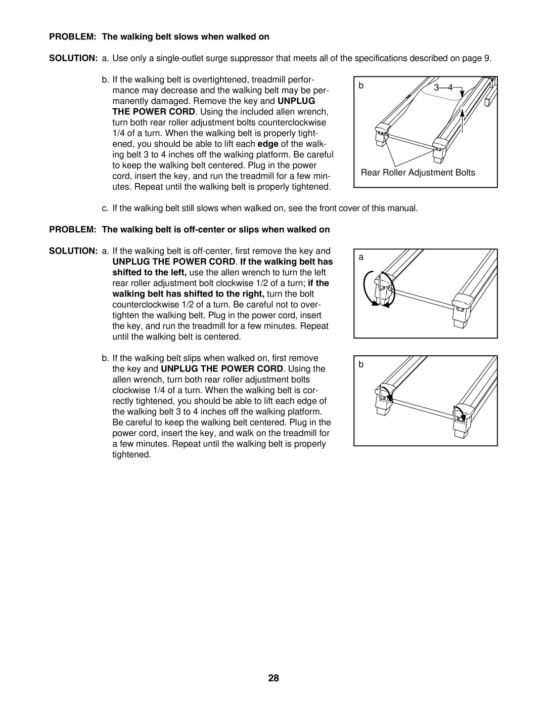 ProForm PFTL81405.0 user manual Problem The walking belt slows when walked on 