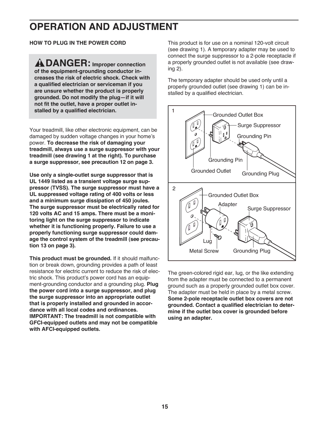 ProForm PFTL81910.1 warranty Operation and Adjustment, HOW to Plug in the Power Cord 