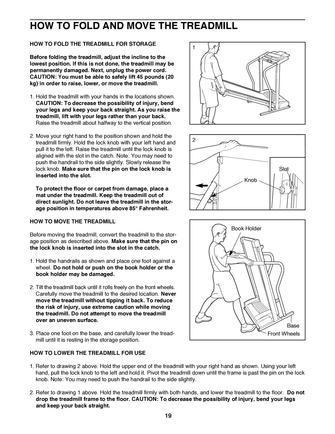 ProForm PFTL89200 HOW to Fold and Move the Treadmill, HOW to Fold the Treadmill for Storage, HOW to Move the Treadmill 