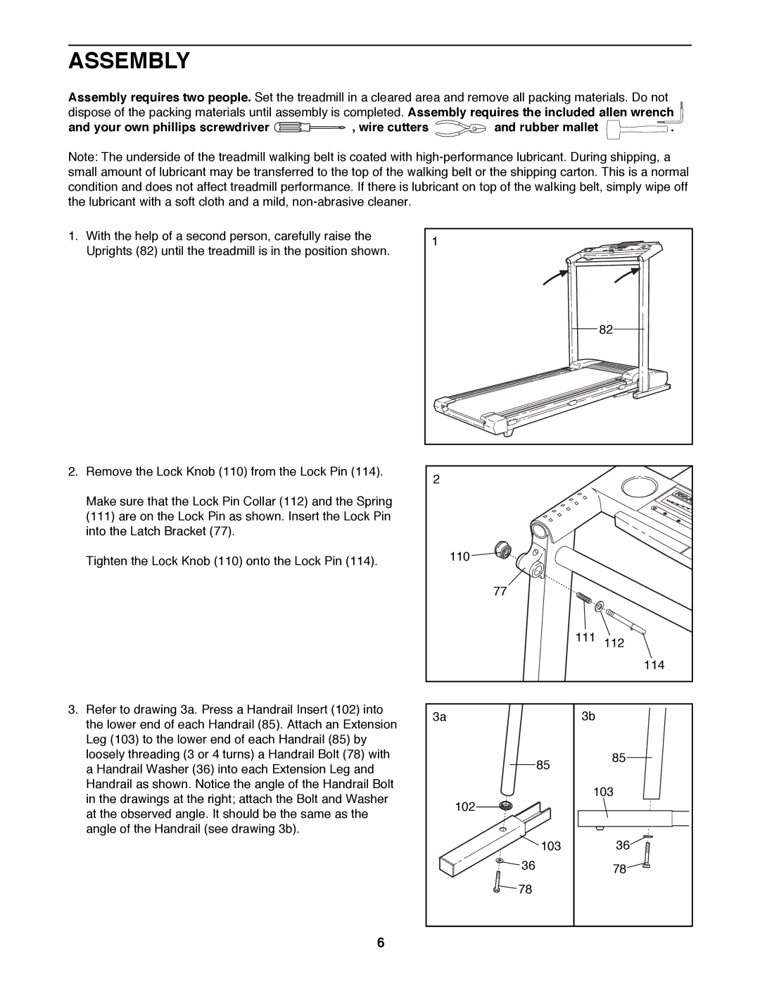 ProForm PFTL89200 user manual Assembly 