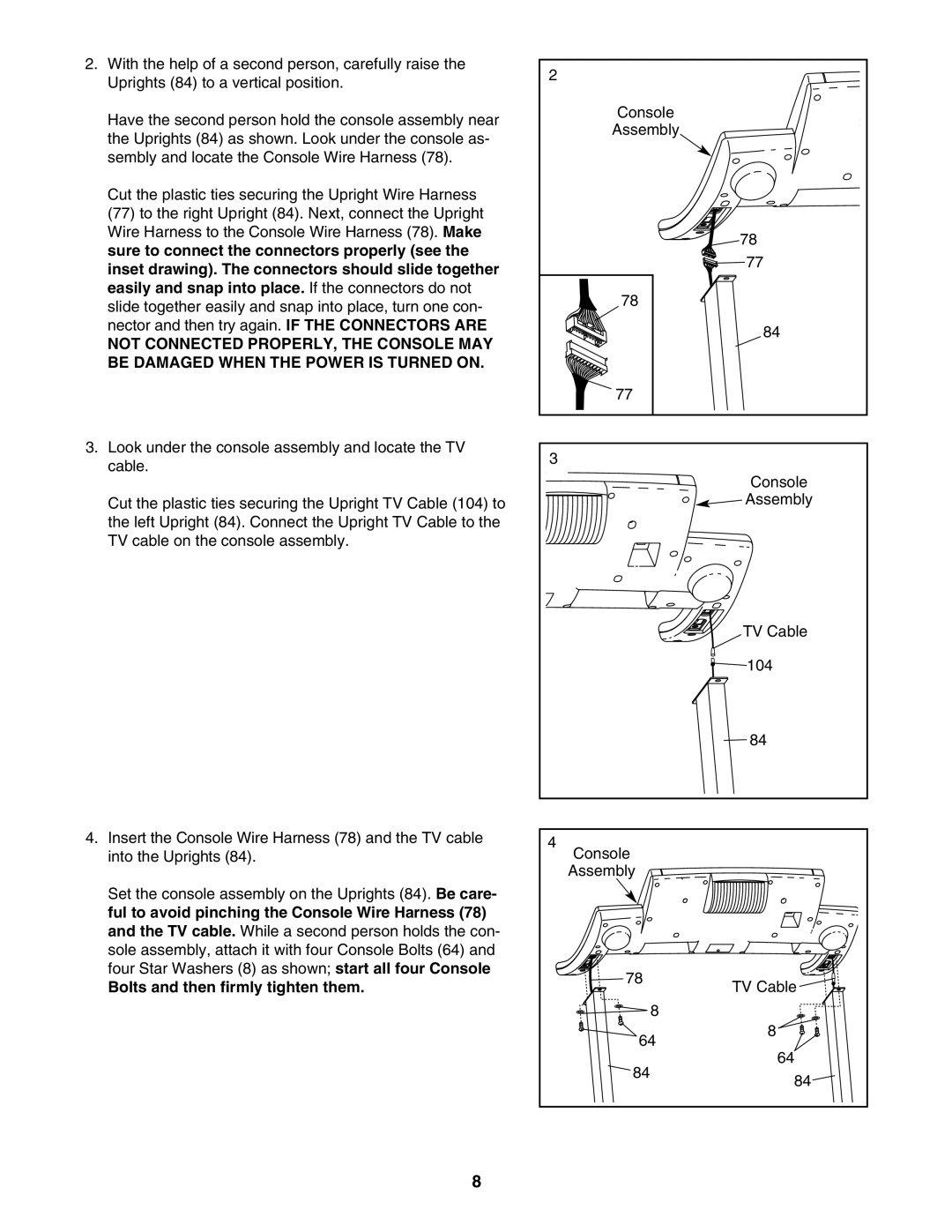 ProForm PFTL91105.0 user manual Bolts and then firmly tighten them 