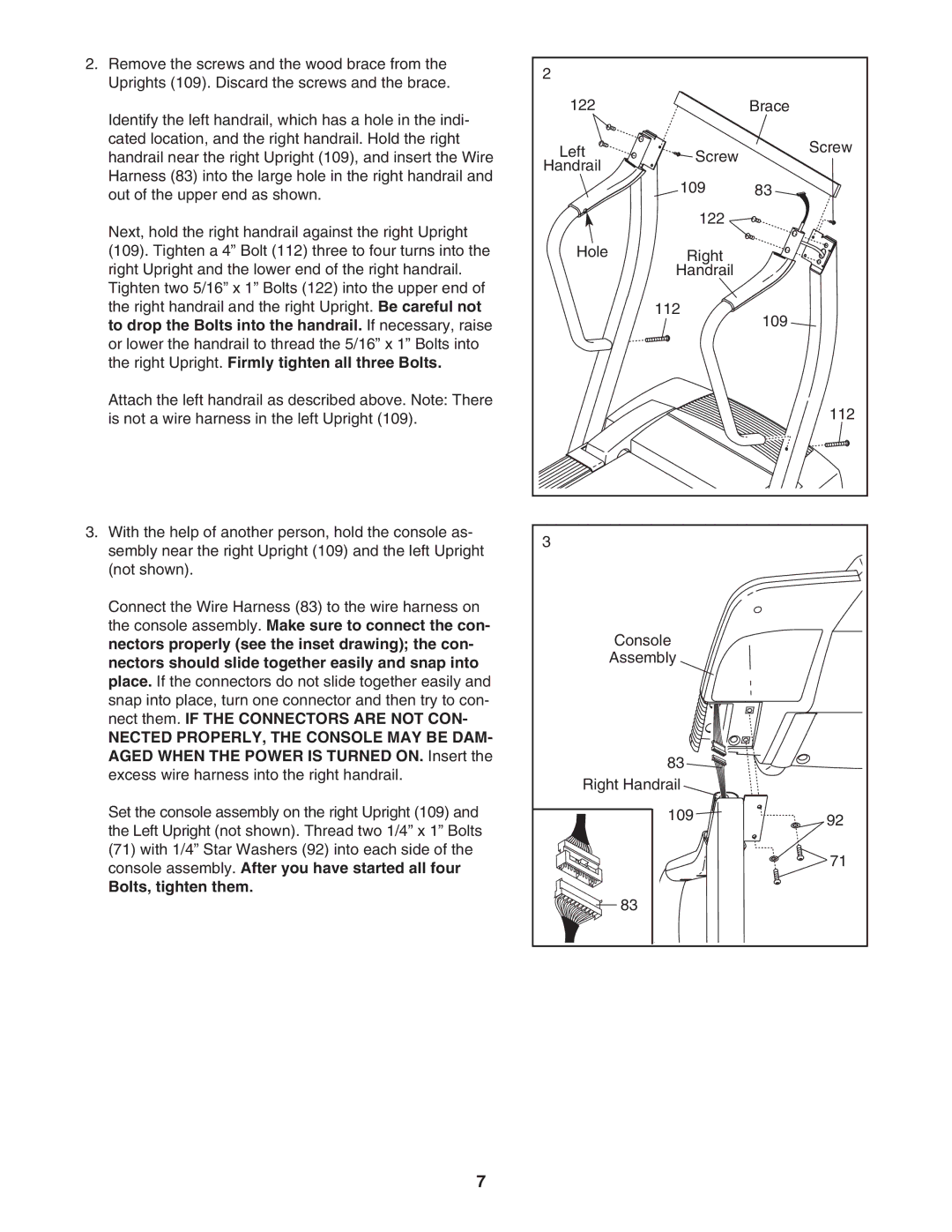 ProForm PFTL91206.0 user manual Bolts, tighten them 