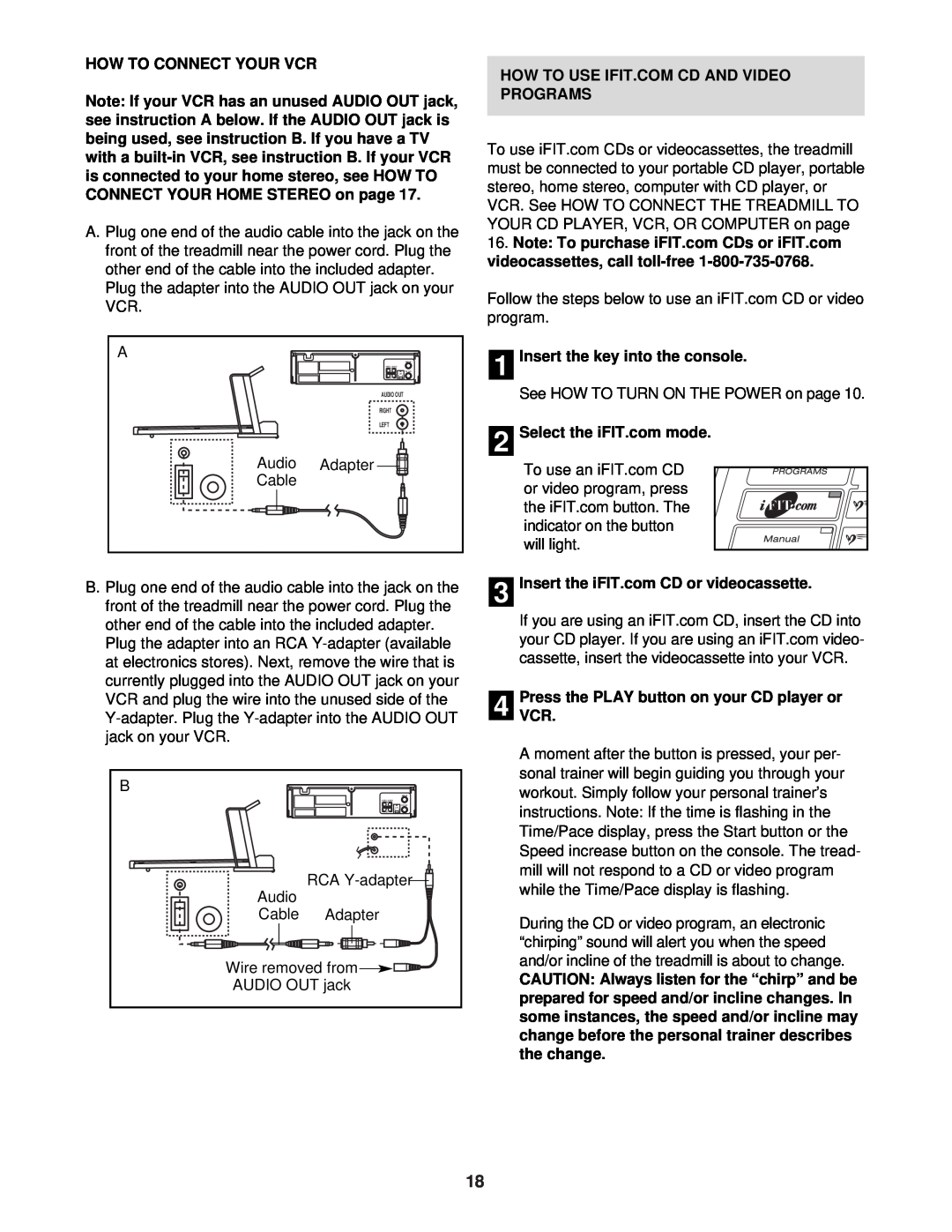 ProForm PFTL91330 user manual How To Connect Your Vcr, How To Use Ifit.Com Cd And Video Programs, Audio, Adapter, Cable 