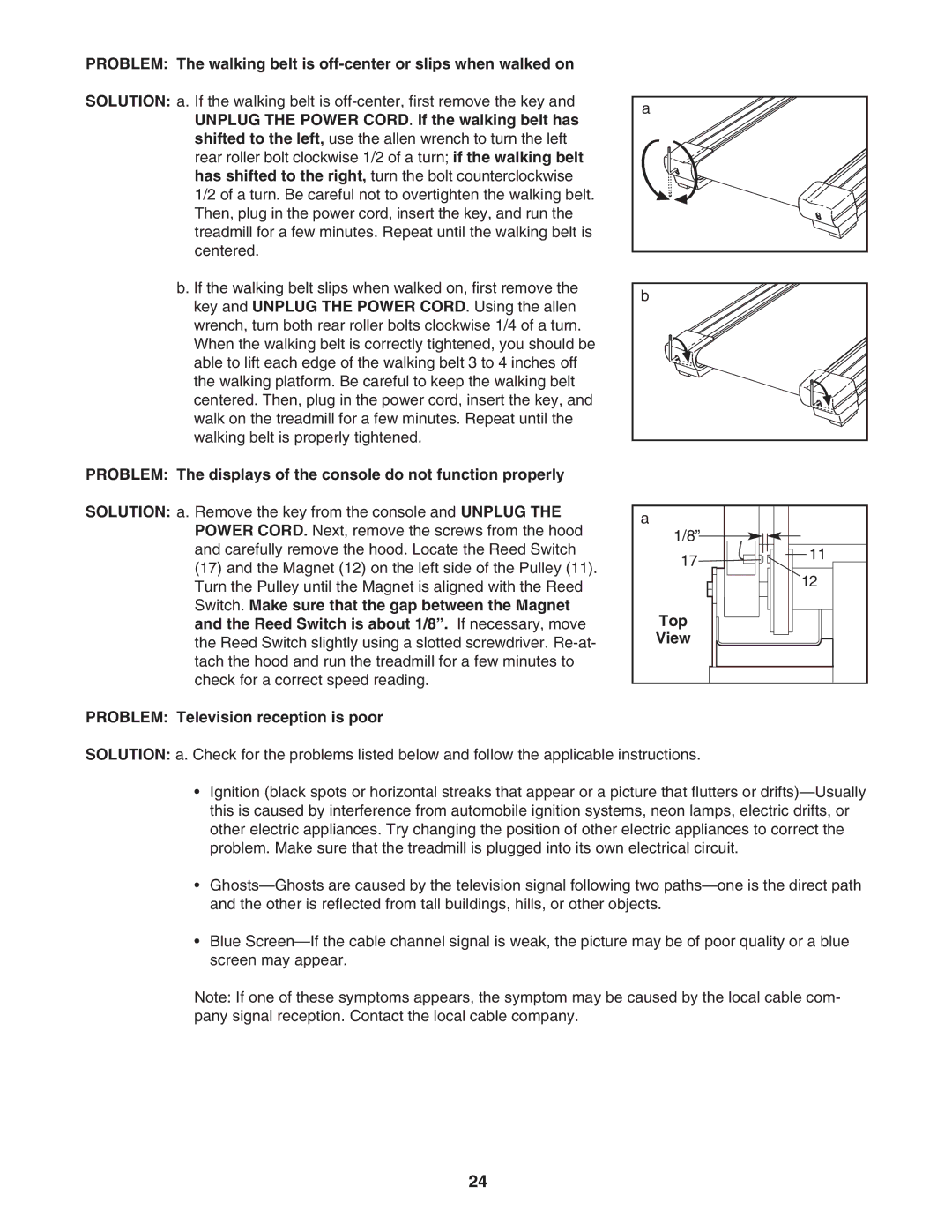 ProForm PFTL94105.1 user manual Problem The displays of the console do not function properly 