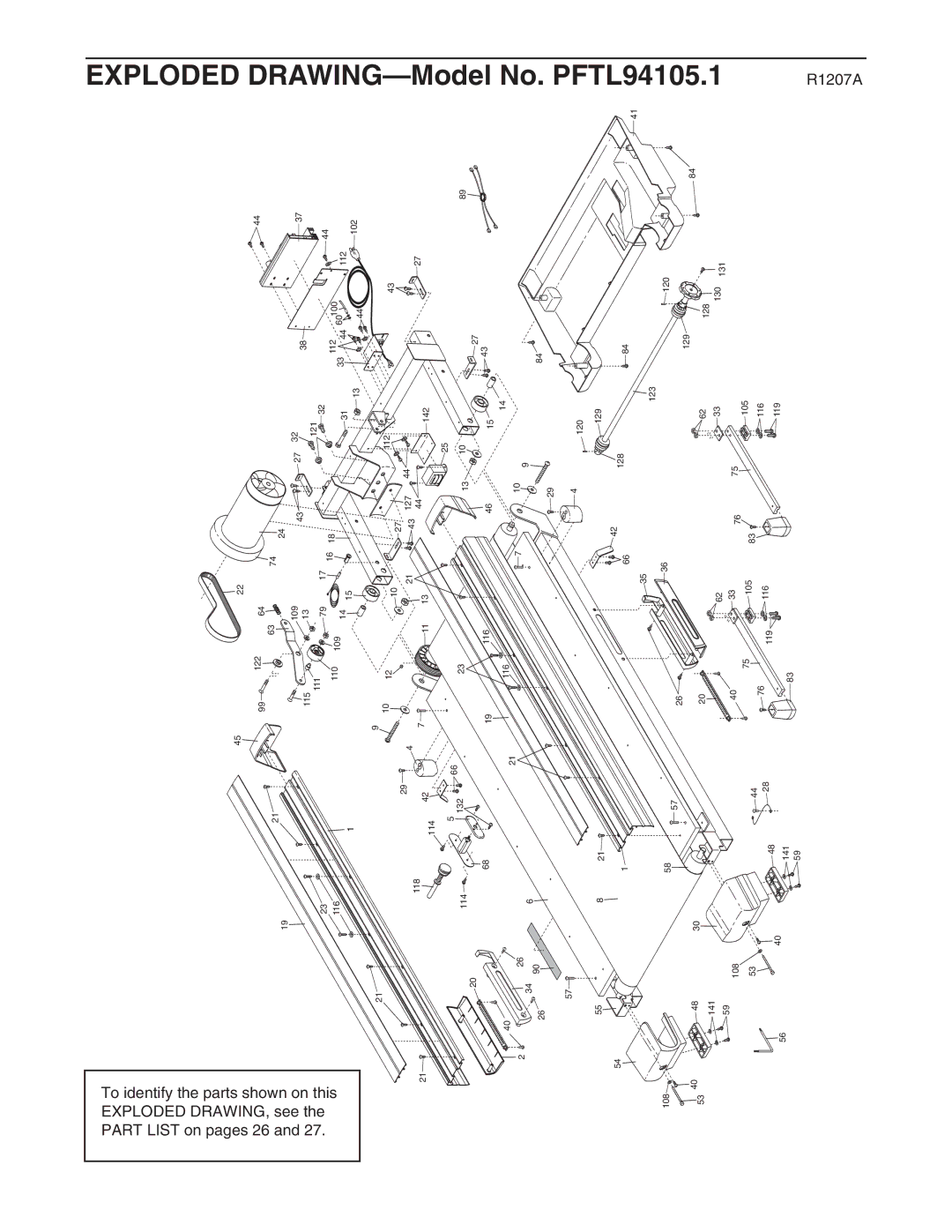 ProForm PFTL94105.1 user manual Exploded Drawing -Model 