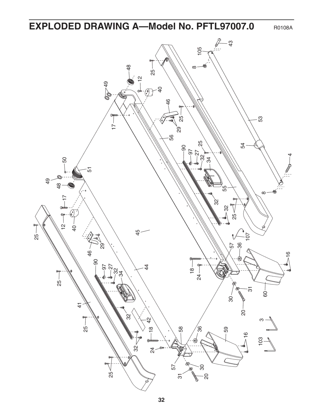 ProForm user manual Exploded Drawing A-Model No. PFTL97007.0 R0108A 