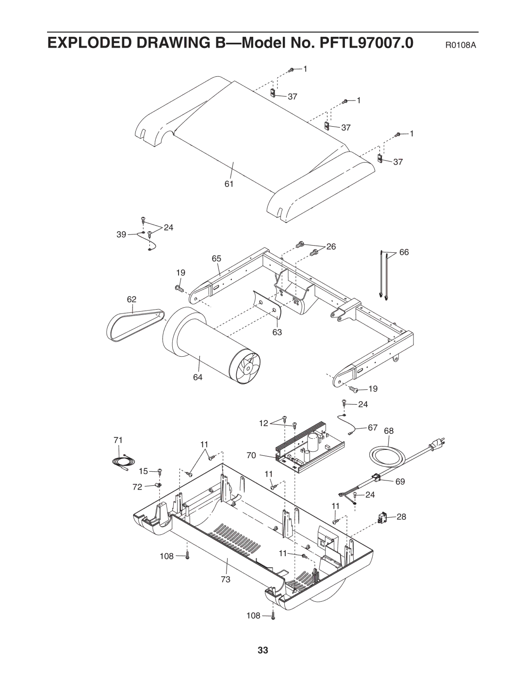 ProForm user manual Exploded Drawing B-Model No. PFTL97007.0 R0108A 