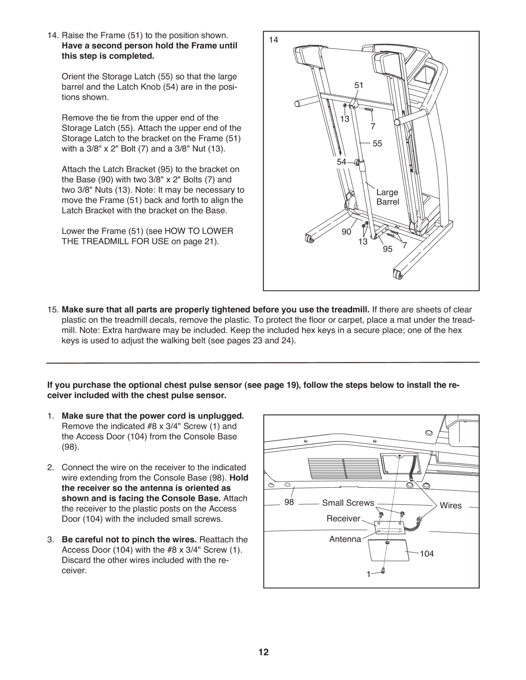 ProForm PFTL98908.1 user manual Be careful not to pinch the wires. Reattach 