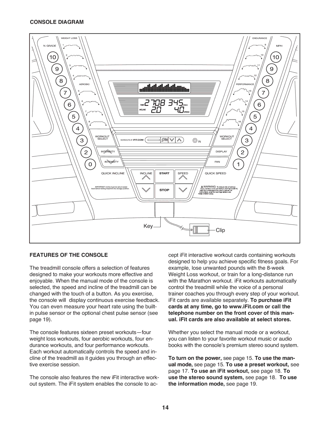 ProForm PFTL98908.1 user manual Console Diagram, Features of the Console 