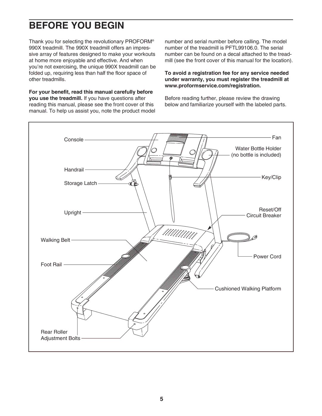 ProForm PFTL99106.0 user manual Before YOU Begin 