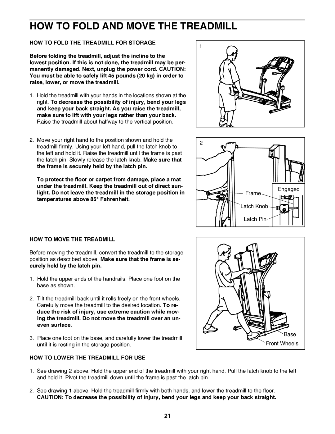 ProForm PFTL99222H HOW to Fold and Move the Treadmill, HOW to Fold the Treadmill for Storage, HOW to Move the Treadmill 