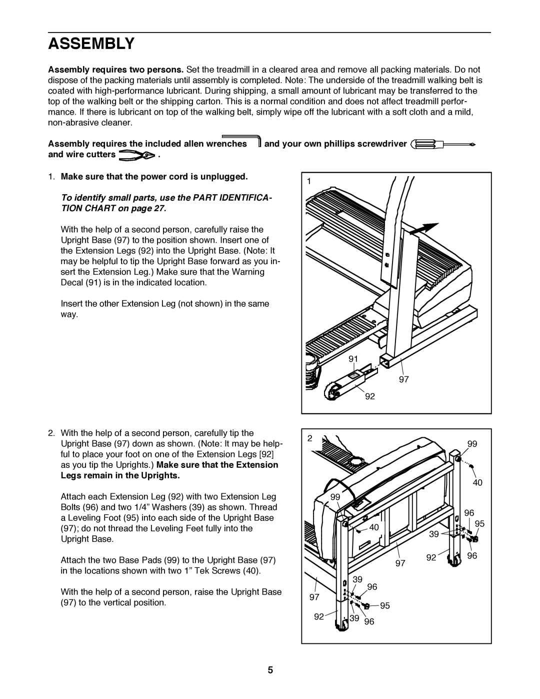 ProForm PFTL99222H user manual Assembly 