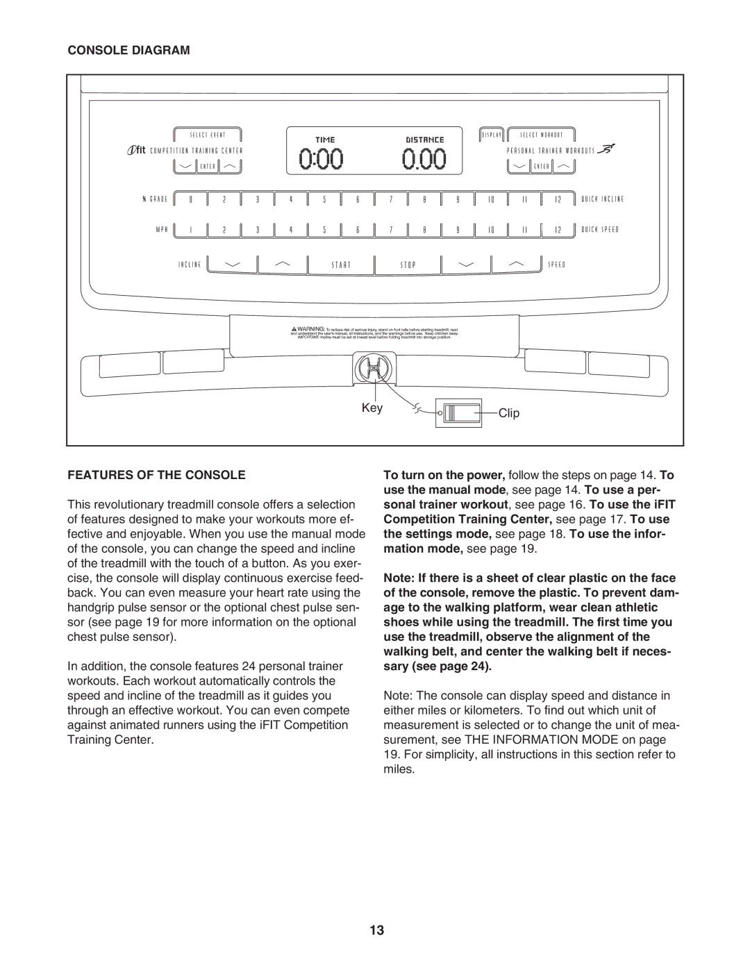 ProForm PFTL99507.1 user manual Console Diagram, Features of the Console 