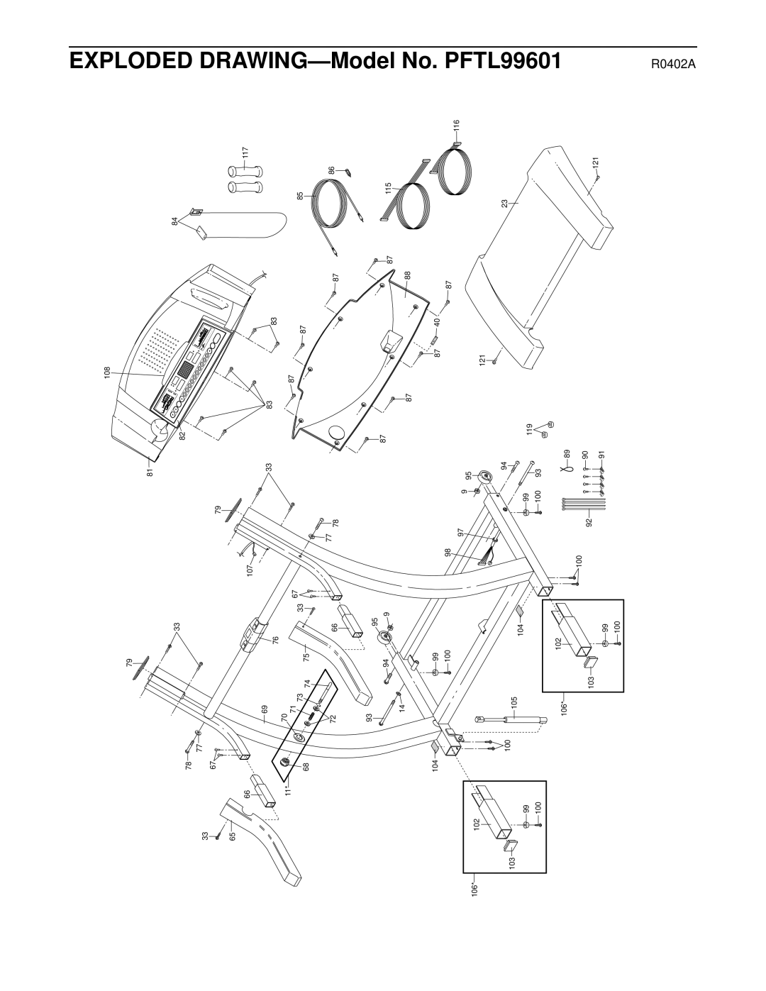 ProForm PFTL99601 user manual Exploded DRAWING-Model No 