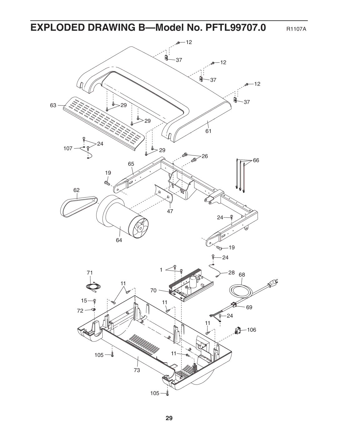 ProForm user manual Exploded Drawing B-Model No. PFTL99707.0 R1107A 