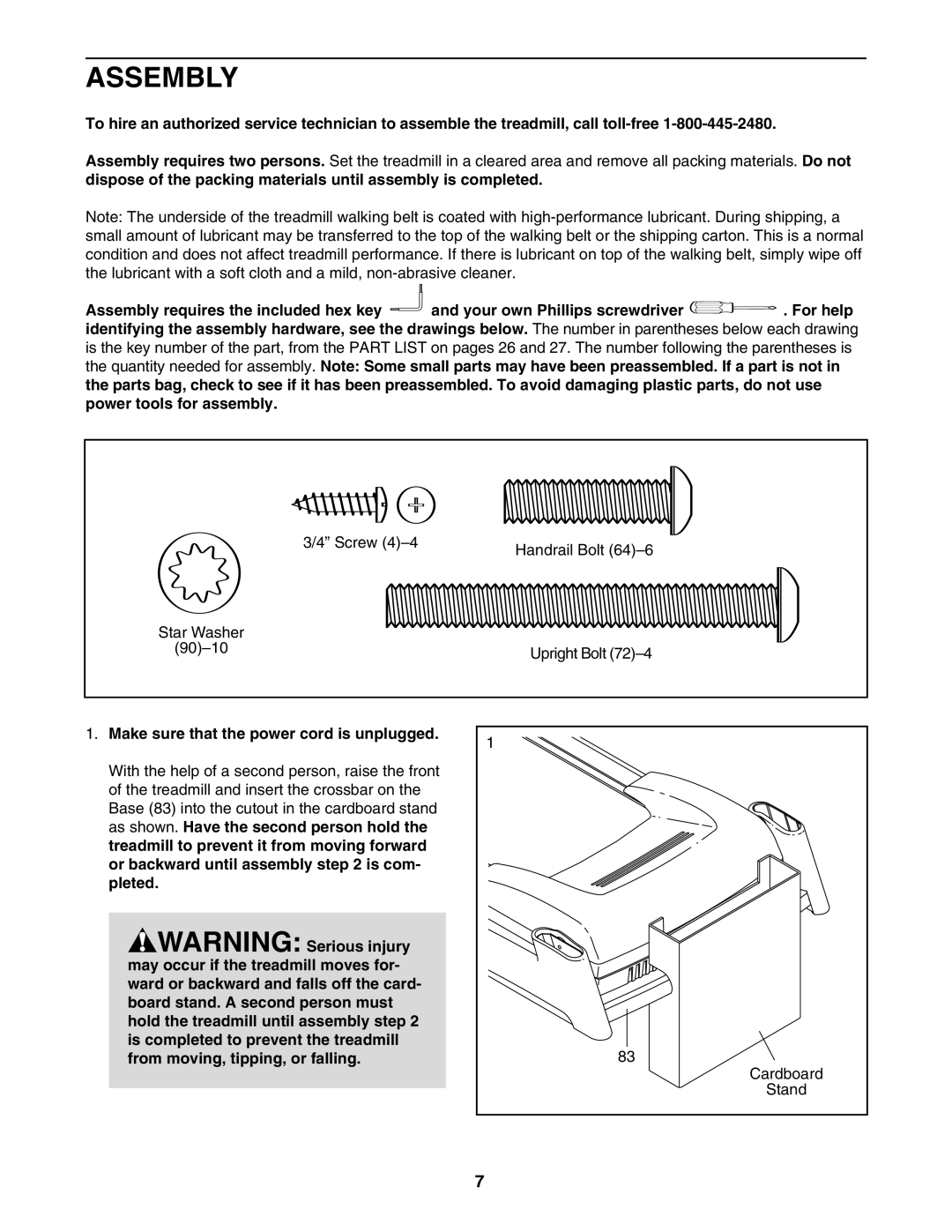 ProForm PFTL99806.2 user manual Assembly 