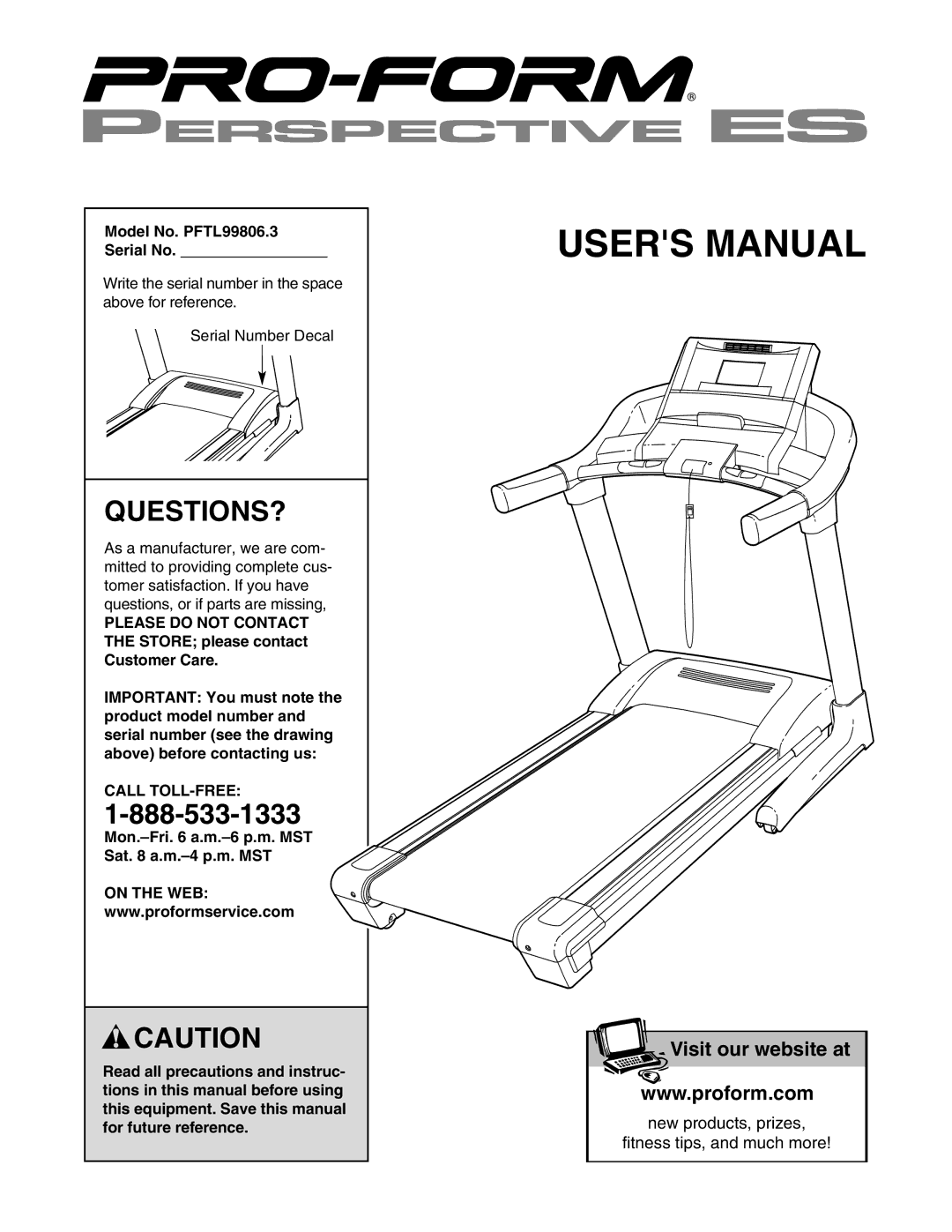 ProForm PFTL99806.3 user manual Questions?, Please do not Contact, Call TOLL-FREE, On the WEB 