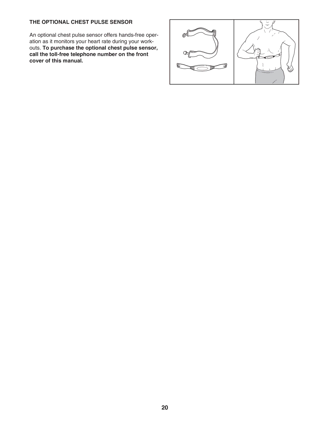 ProForm PFTL99806.3 user manual Optional Chest Pulse Sensor 