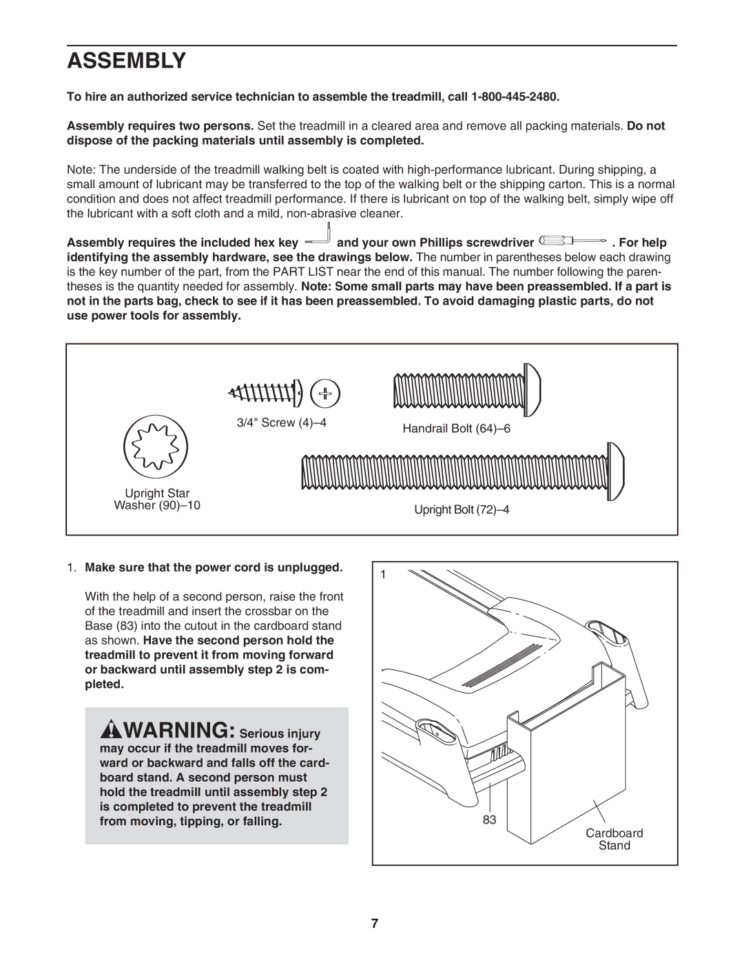 ProForm PFTL99806.3 user manual Assembly 