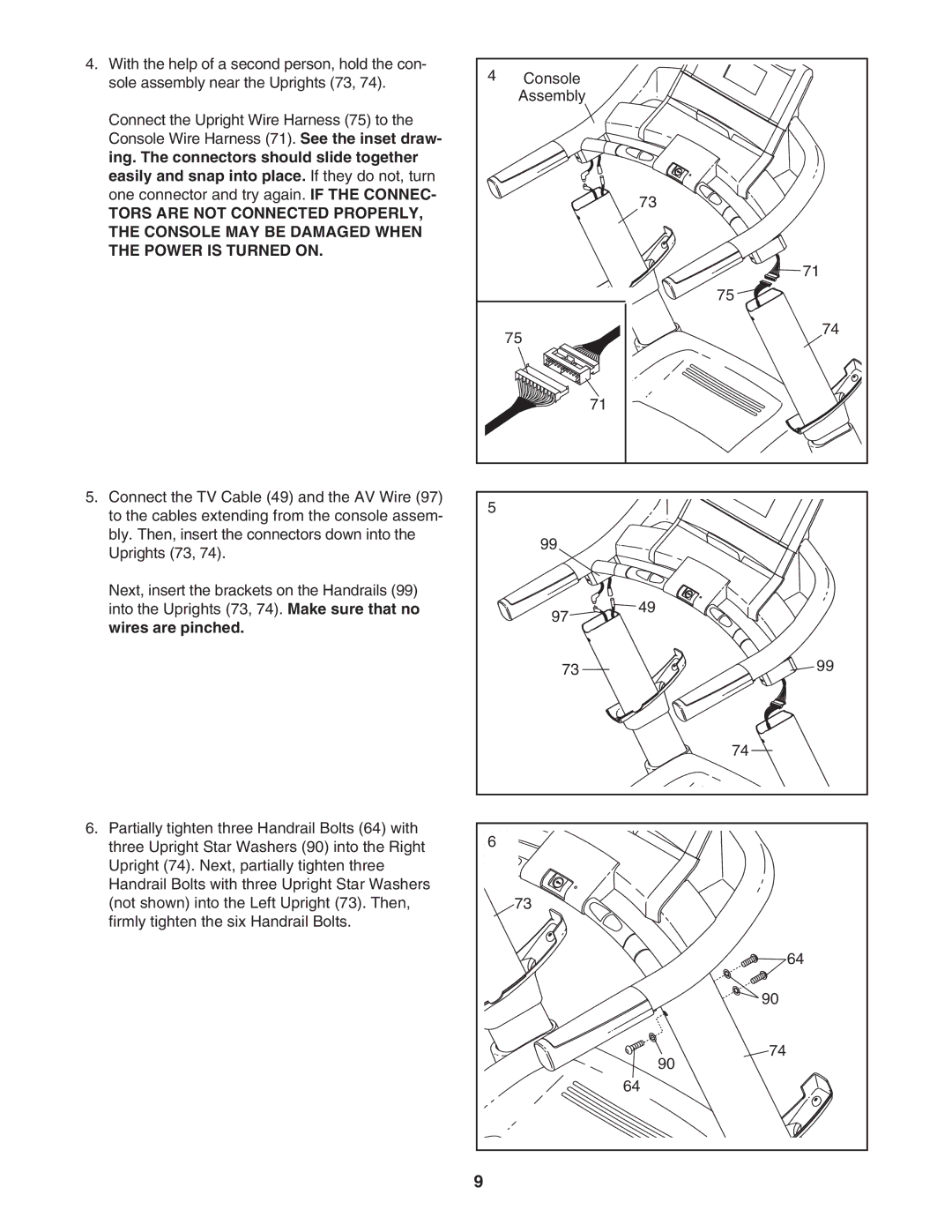 ProForm PFTL99806.3 user manual Wires are pinched 