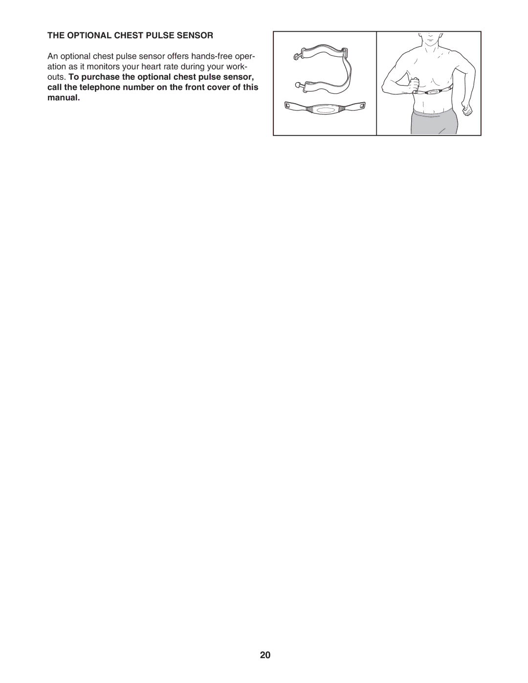 ProForm PFTL99806.4 user manual Optional Chest Pulse Sensor 