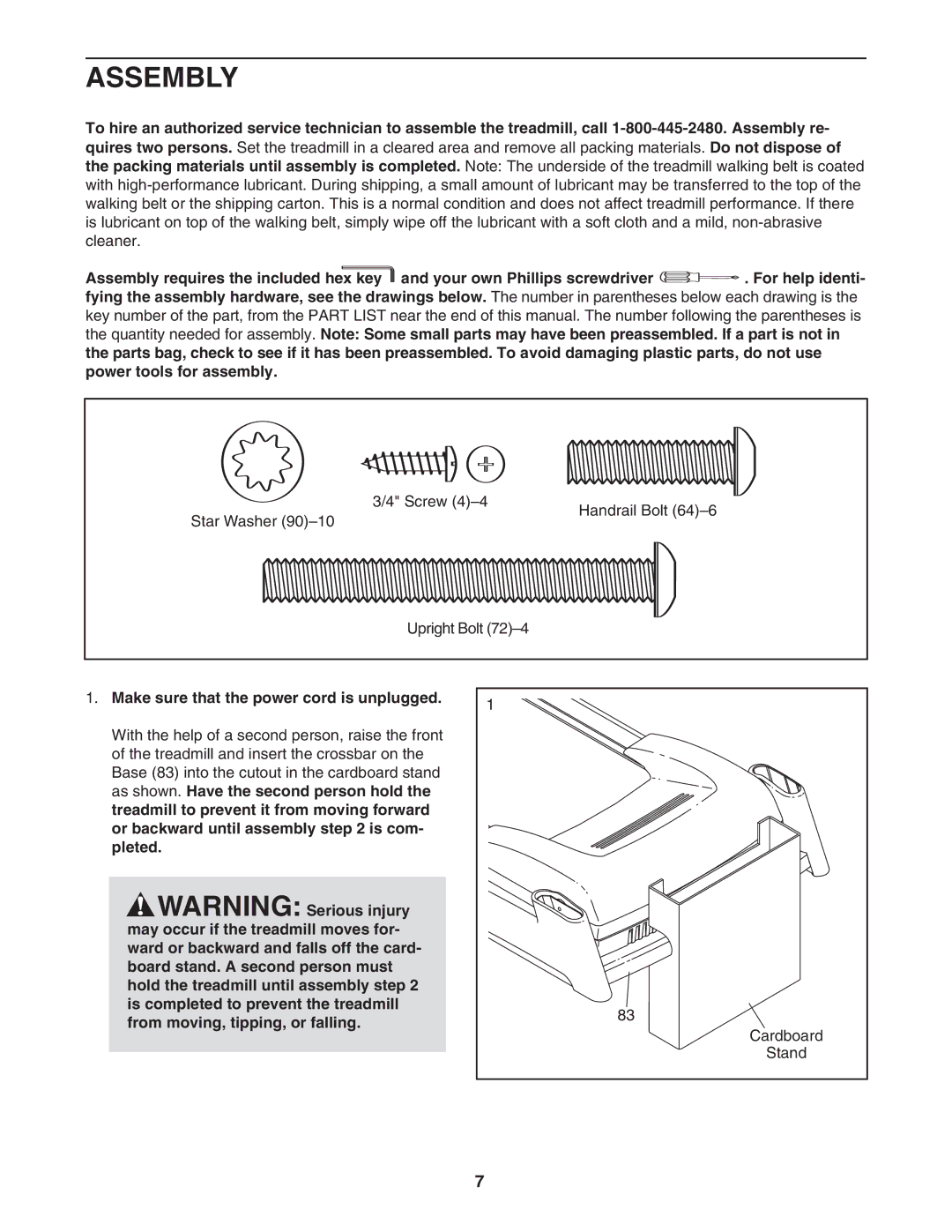 ProForm PFTL99806.4 user manual Assembly 