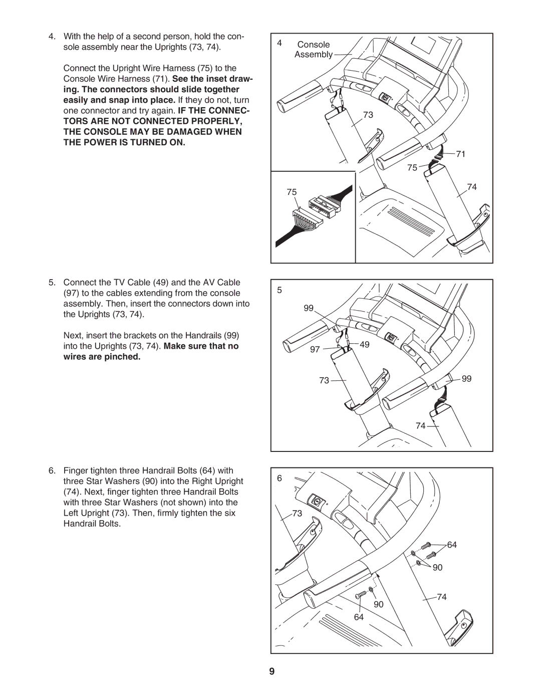 ProForm PFTL99806.4 user manual Wires are pinched 